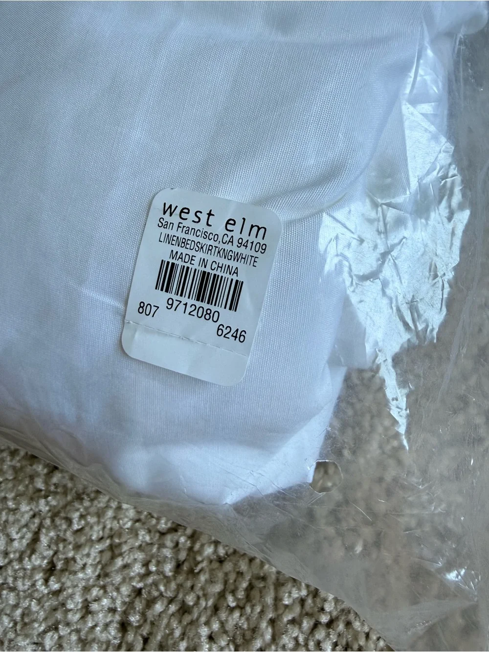 West Elm White European Flax Linen Bed Skirt King